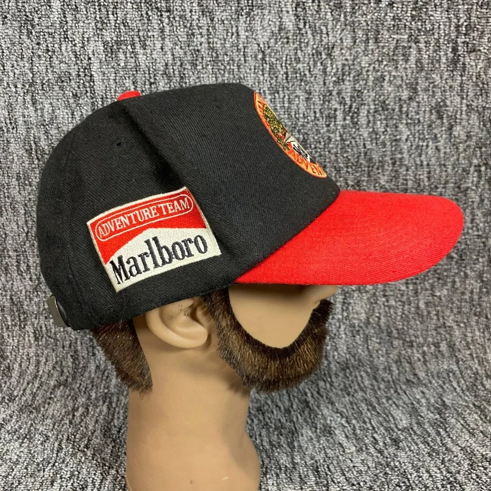 Vintage 90s Marlboro Adventure Team Lizard Rock Leather Strapback Hat Cap Taiwan